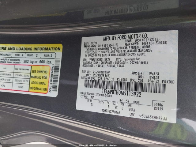 Ford 2021 2021 1FA6P8TH0M5113922 Image 9