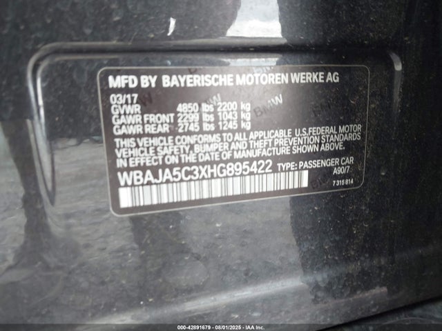 WBAJA5C3XHG895422 BMW 530I