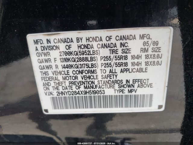 2009 ACURA MDX 2HNYD284X9H519053 Photo 8