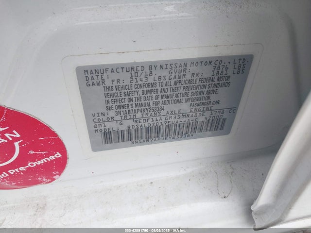 3N1AB7AP4KY253384 Nissan Sentra