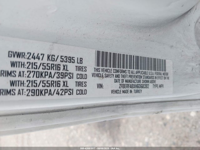 ZFBERFABXH6D68392 RAM Promaster City