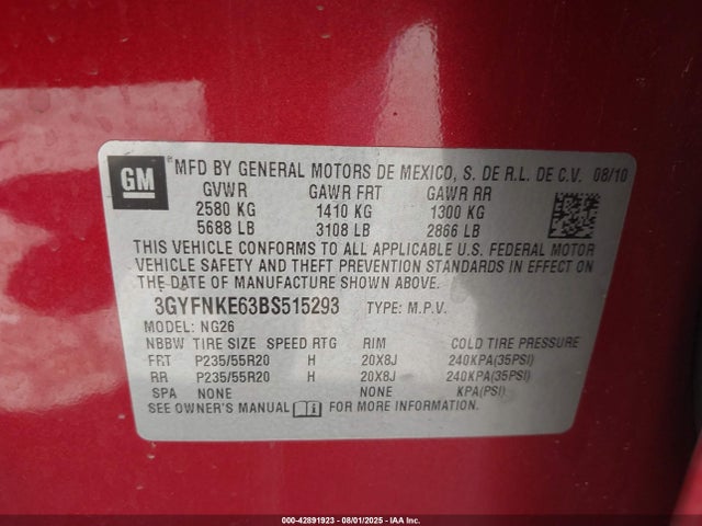 2011 CADILLAC SRX 3GYFNKE63BS515293 Photo 8