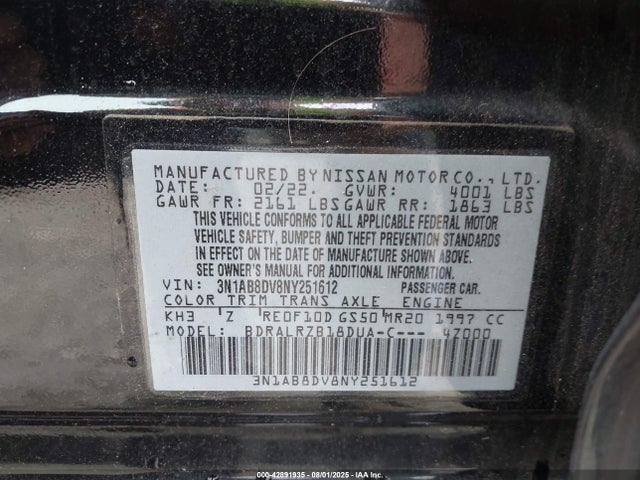 Nissan Sentra 2022 3N1AB8DV8NY251612 Image 9