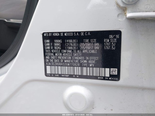 3CZRU6H32GM770828 Honda r18z9