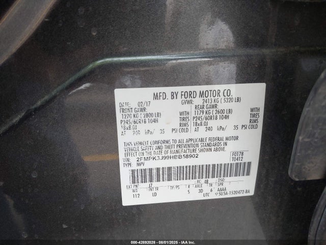 Ford 2.0l gtdi 2017 2FMPK3J99HBB58902 Image 9
