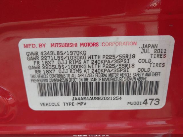 2011 MITSUBISHI OUTLANDER SPORT JA4AR4AU8BZ021254 Photo 8