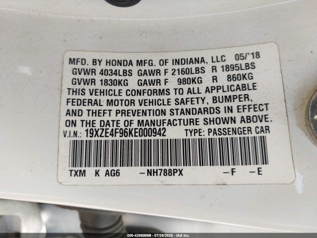 19XZE4F96KE000942 Honda leb6