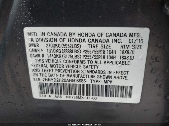 2010 ACURA MDX 2HNYD2H20AH506685 Photo 8
