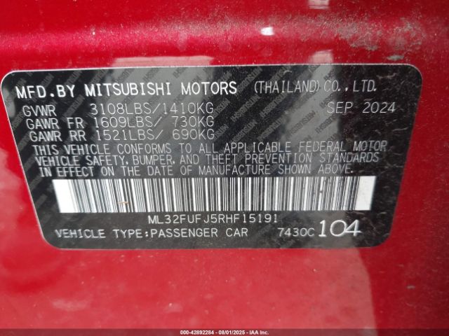 2024 MITSUBISHI MIRAGE G4 ML32FUFJ5RHF15191 Photo 8