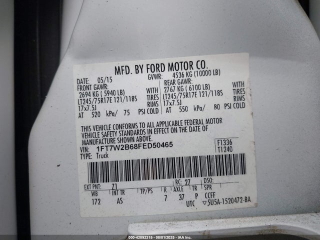 Ford 2015 2015 1FT7W2B68FED50465 Image 9