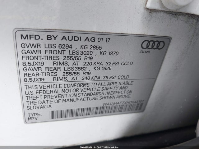 2017 AUDI Q7 WA1AHAF7XHD043167 Photo 8