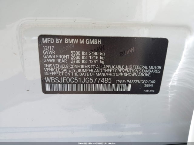 BMW M5 2018 WBSJF0C51JG577485 Image 9