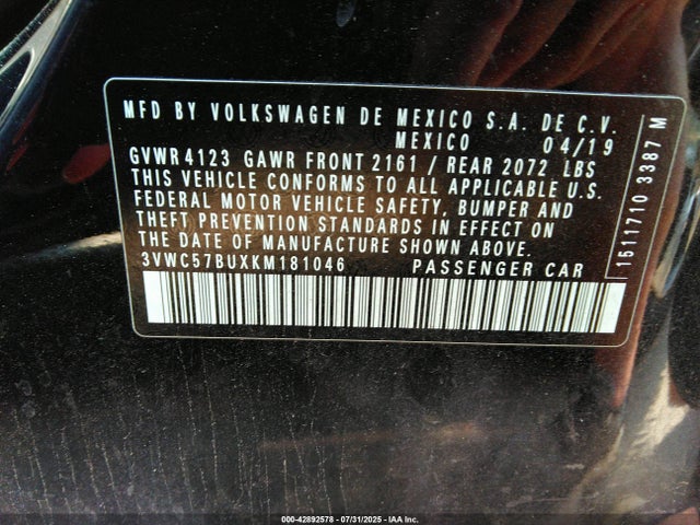 3VWC57BUXKM181046 Volkswagen 1.4 tsi