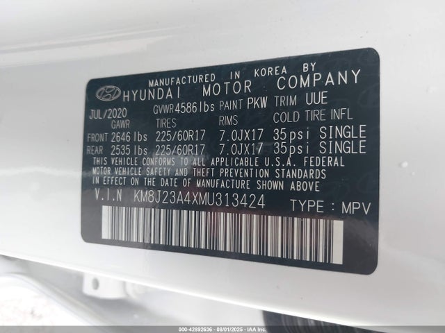 KM8J23A4XMU313424 Hyundai gdi nu