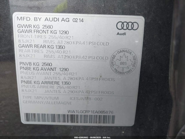 2014 AUDI Q5 WA1LGCFP1EA085876 Photo 8