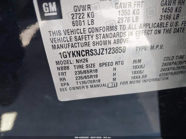 2018 CADILLAC XT5 1GYKNCRS3JZ123850 Photo 8