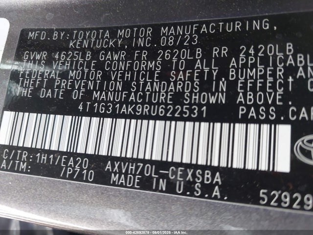 4T1G31AK9RU622531 Toyota a25a-fxs