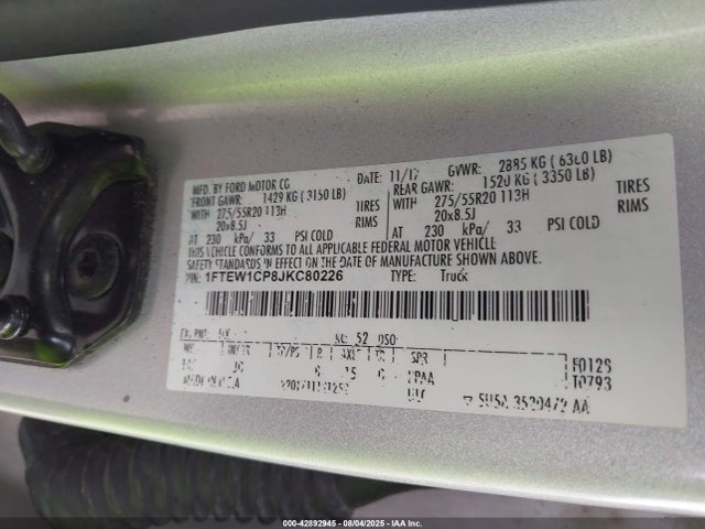 Ford 2.7l-4v 2018 1FTEW1CP8JKC80226 Image 9