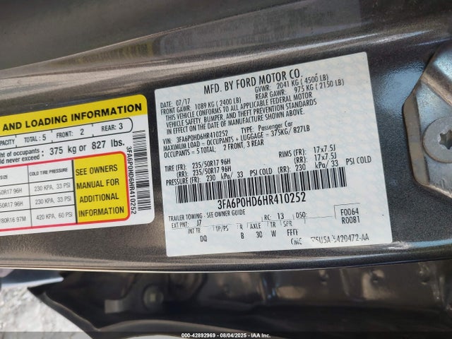 Ford 2017 2017 3FA6P0HD6HR410252 Image 9