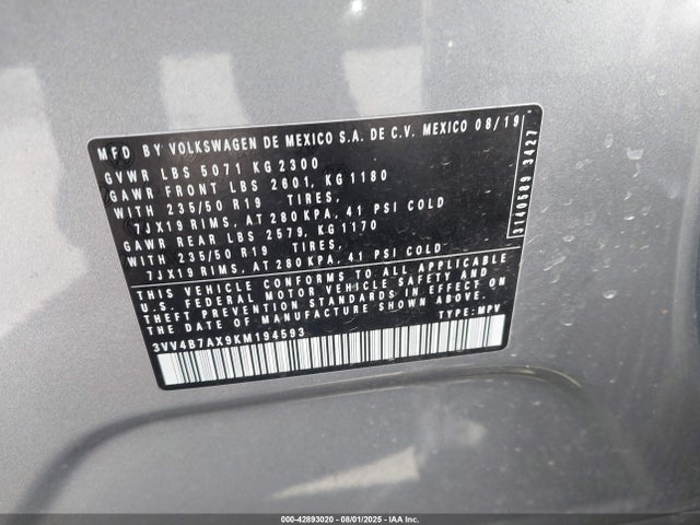 Volkswagen 2019 2019 3VV4B7AX9KM194593 Image 9