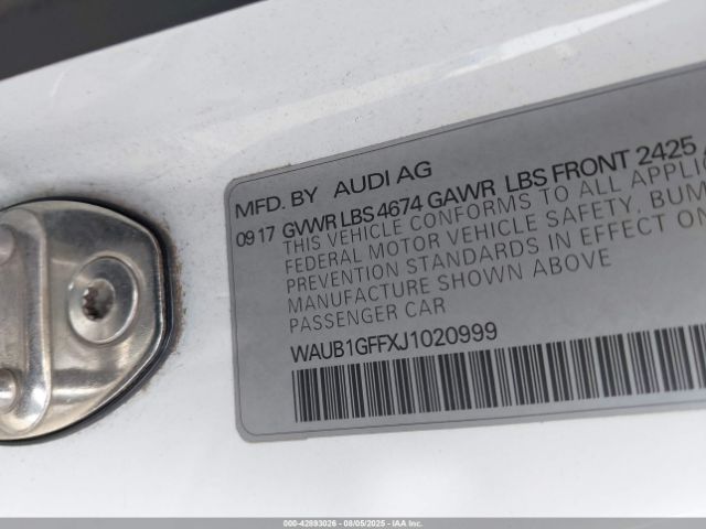 2018 AUDI S3 WAUB1GFFXJ1020999 Photo 8