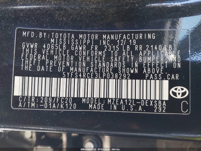 5YFS4RCE3LP038292 Toyota m20-fks