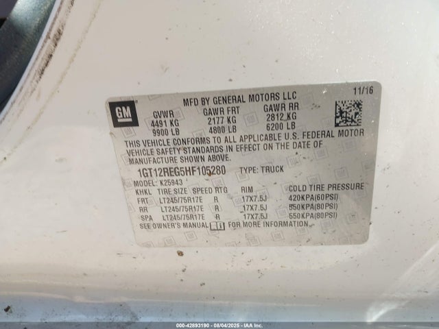 1GT12REG5HF105280 GMC L96 - E85 Max, Iron