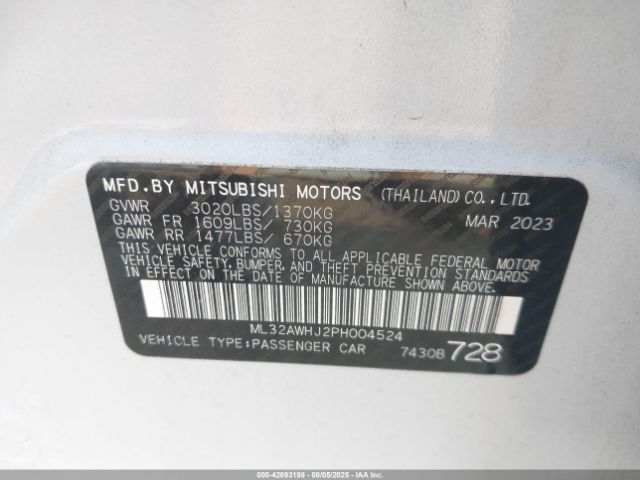 2023 MITSUBISHI MIRAGE ML32AWHJ2PH004524 Photo 8
