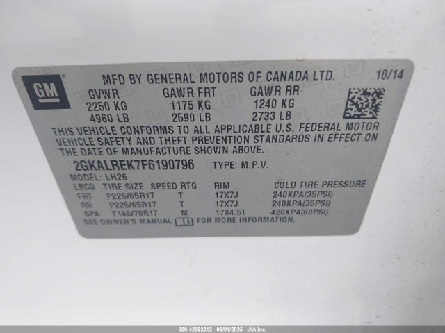 2GKALREK7F6190796 GMC Terrain Sle-2
