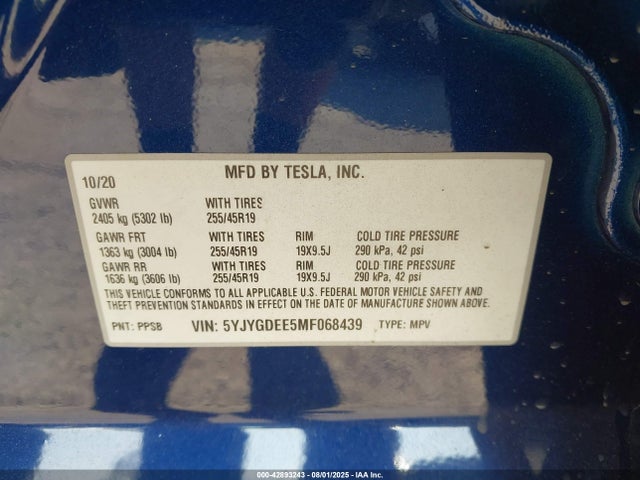 5YJYGDEE5MF068439 Tesla Model Y