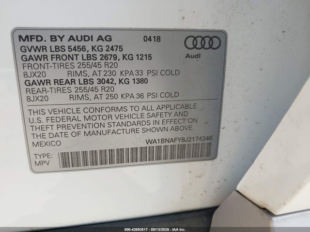 WA1BNAFY8J2174346 Audi Q5