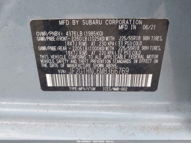 Subaru na 2021 JF2GTHNC6M8366769 Image 9