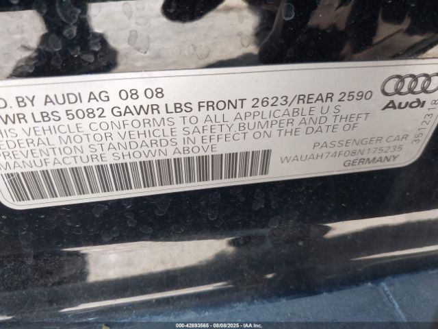 2008 AUDI A6 WAUAH74F08N175235 Photo 8