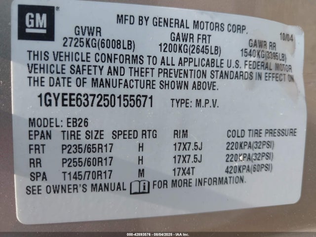 2005 CADILLAC SRX 1GYEE637250155671 Photo 8