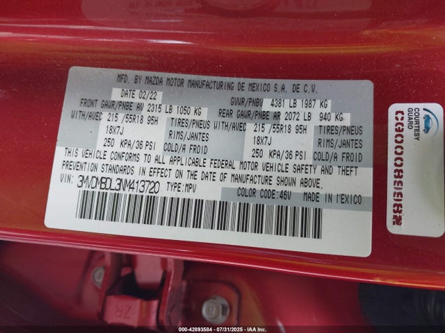 3MVDMBDL3NM413720 Mazda py