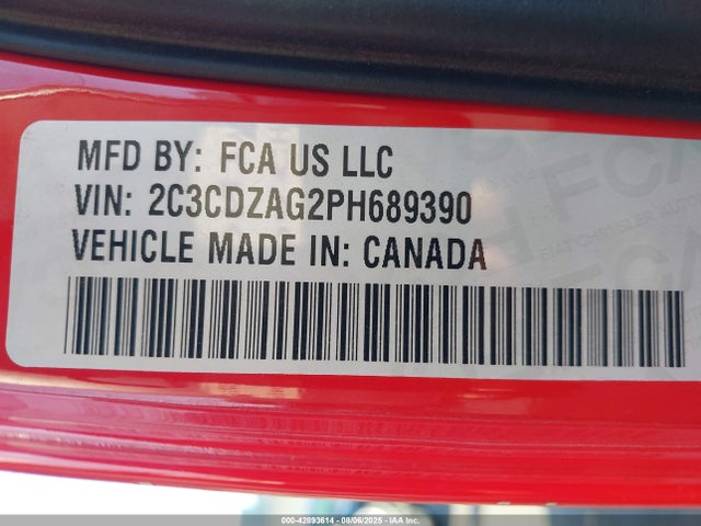 2C3CDZAG2PH689390 Dodge Challenger