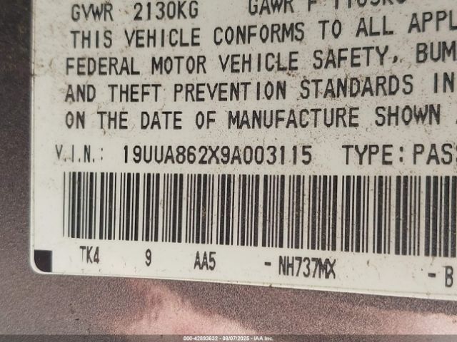 2009 ACURA TL 19UUA862X9A003115 Photo 8