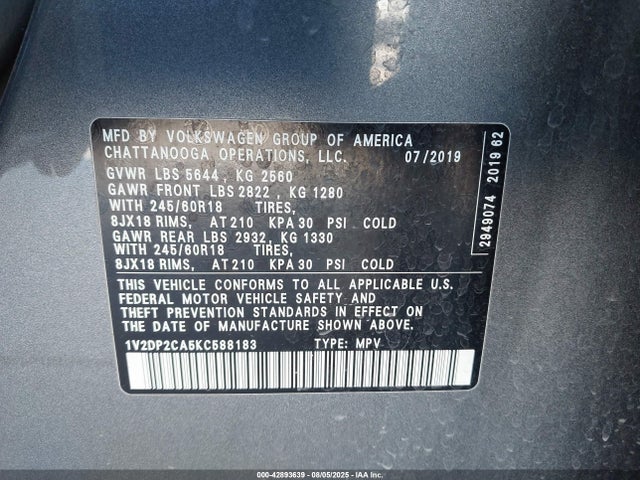 Volkswagen tsi 2019 1V2DP2CA5KC588183 Image 9