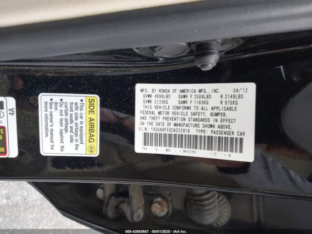 2012 ACURA TL 19UUA8F55CA030918 Photo 8