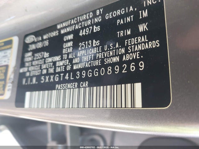 5XXGT4L39GG089269 KIA t-gdi theta ii