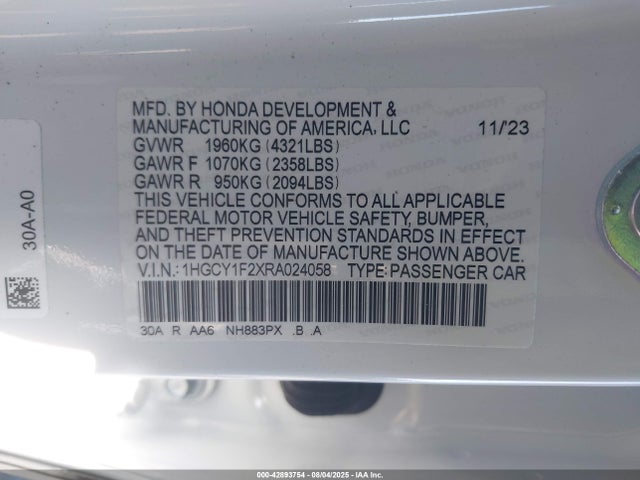 Honda l15be 2024 1HGCY1F2XRA024058 Image 9