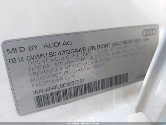 2014 AUDI A4 WAUAFAFL8EN037251 Photo 8