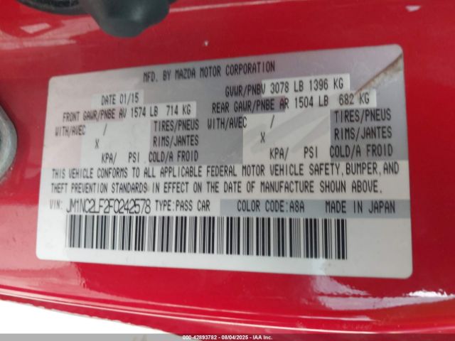 2015 MAZDA MX-5 MIATA JM1NC2LF2F0242578 Photo 8