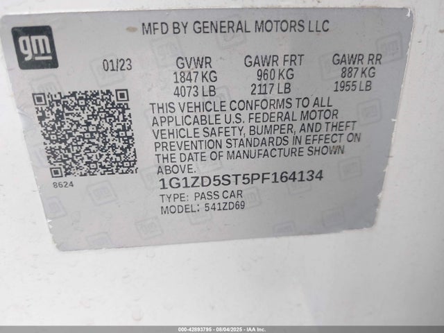 1G1ZD5ST5PF164134 Chevrolet lfv