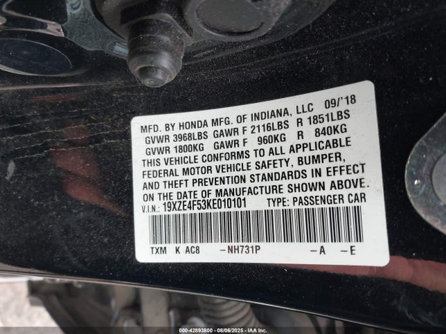 19XZE4F53KE010101 Honda leb6