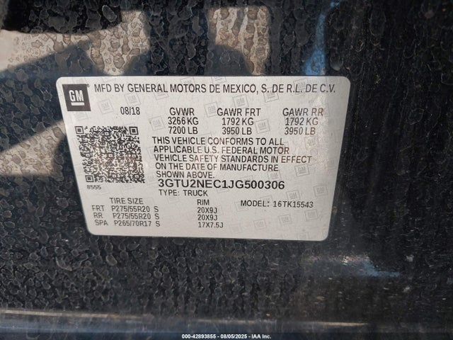 3GTU2NEC1JG500306 GMC l83 -spark ignited direct injection, variable valve timing, afm, e85 max, alum