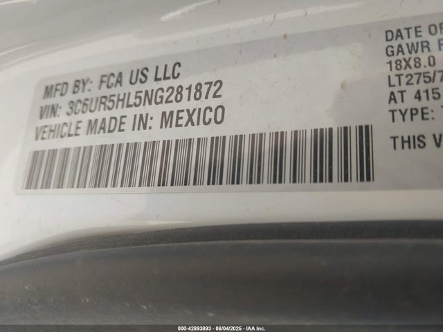 3C6UR5HL5NG281872 RAM 2022