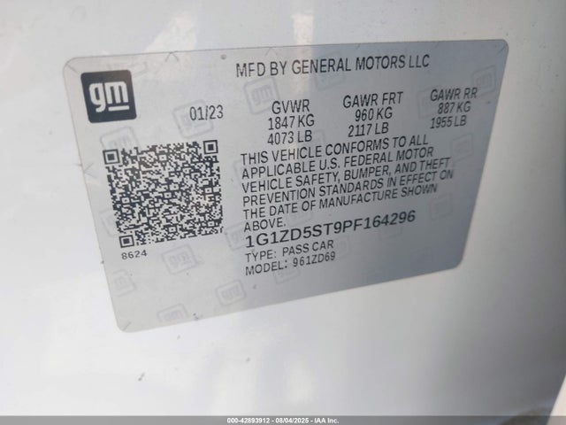1G1ZD5ST9PF164296 Chevrolet lfv