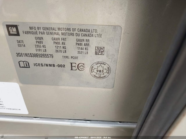 2014 CADILLAC XTS 2G61N5S38E9265579 Photo 8