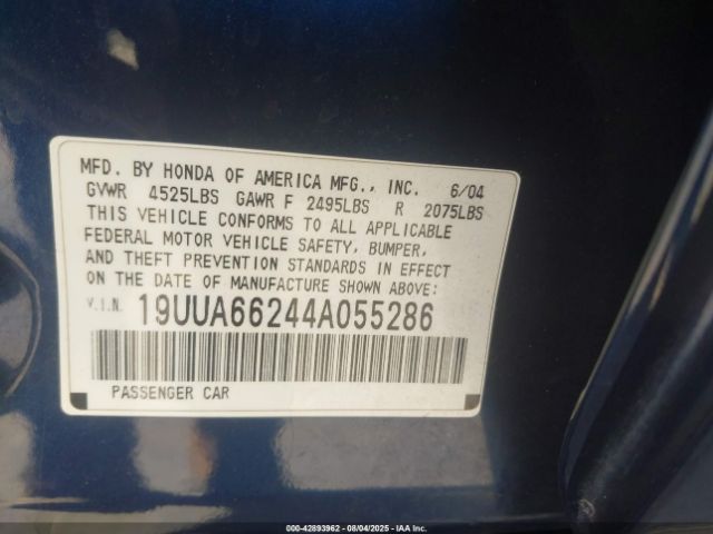 2004 ACURA TL 19UUA66244A055286 Photo 8